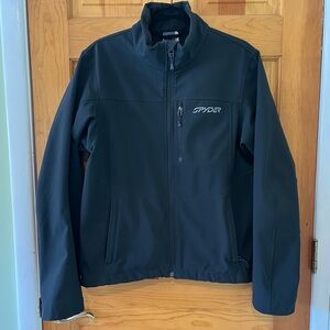 Spyder Sweater Jacket Fleece Lined Black Mens Size Large Zip Up Pockets